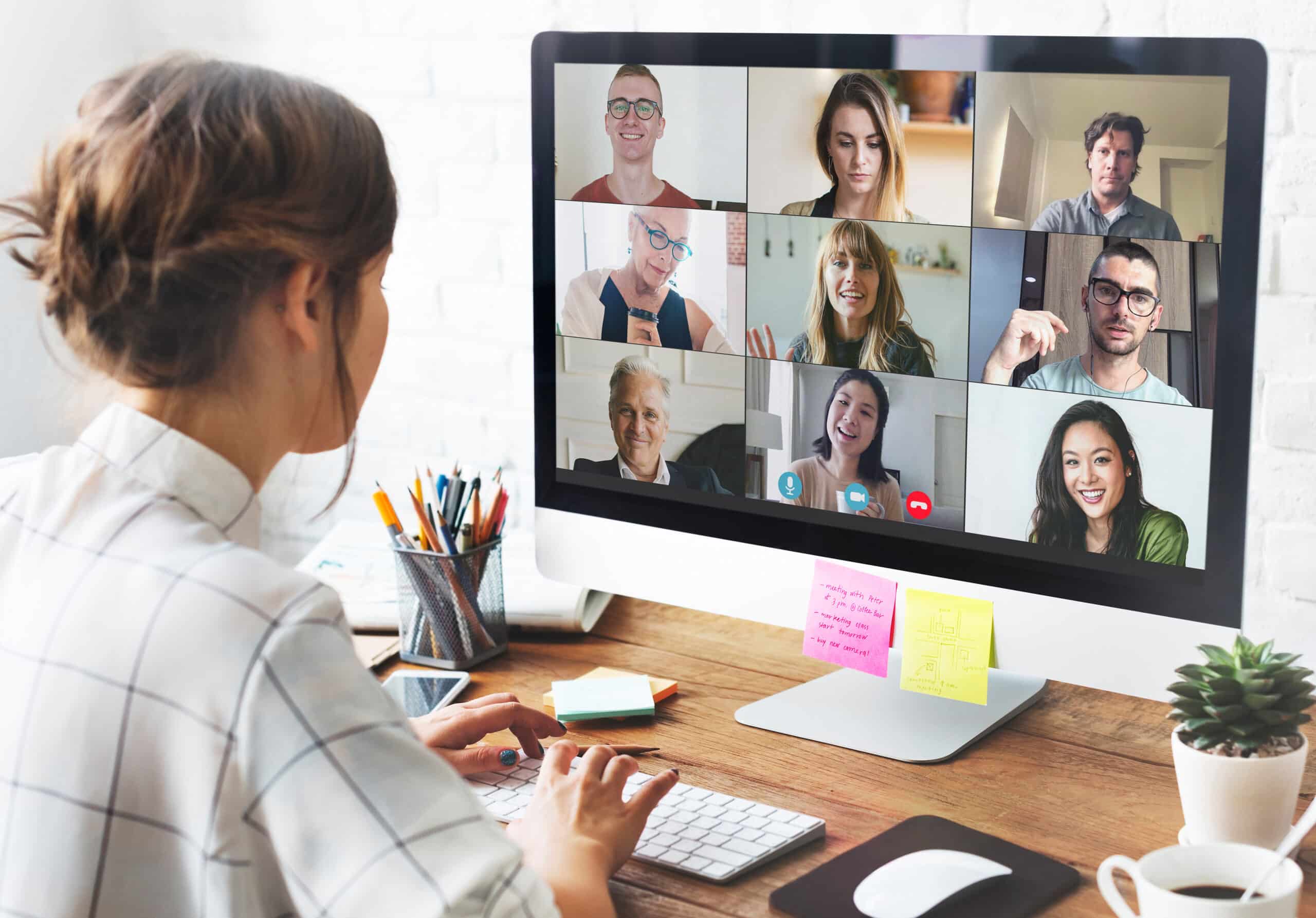 Inside sales rep on video call
