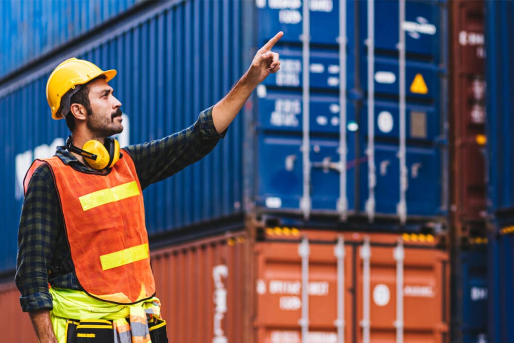 Logistics truck with worker