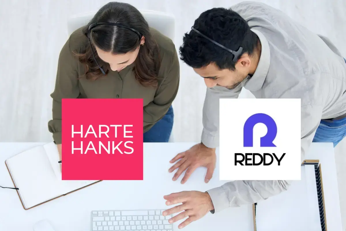 Harte Hanks and Reddy revolutionize AI in customer service through a strategic partnership. This collaboration integrates AI-powered solutions for customer care, including AI-driven coaching, training automation, and call optimization. Featuring logos of Harte Hanks and Reddy alongside agents working in a modern call center, this initiative showcases the transformative role of AI in enhancing customer care operations and delivering superior customer experiences.